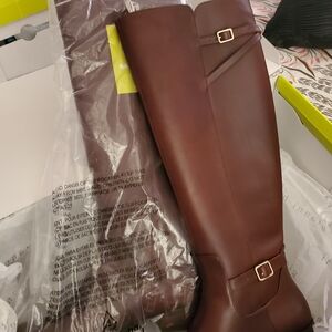 Brand New "Whiskey Wood" Brown Leather Boots By Gianni Bini